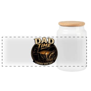 Chemise de pêche Papa Time – Coucher de soleil de la Frappe du Brochet - Boîte à biscuits avec couvercle en bois - blanc - Devant