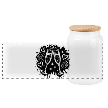 Sektgläser Party Graffiti Motiv - Boîte à biscuits avec couvercle en bois - blanc - Devant