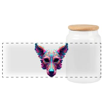 Psychedelic Best Friend - Dog Design T-shirt - Panoramic Cookie Jar with Wooden Lid - white - Front