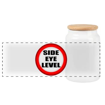 Side Eye Level - Panoramic Cookie Jar with Wooden Lid - white - Front