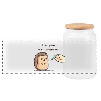 J'AI PEUR DES PIQÛRES - hérisson drôle enfant - Boîte à biscuits avec couvercle en bois - blanc - Devant