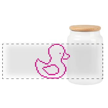 Motif Pixel Duck Rose - Boîte à biscuits avec couvercle en bois - blanc - Devant