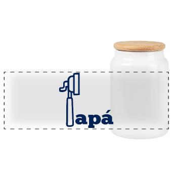 Espresso Café Spanischer Papa - Panorama Keksdose mit Holzdeckel - Weiß - Vorne