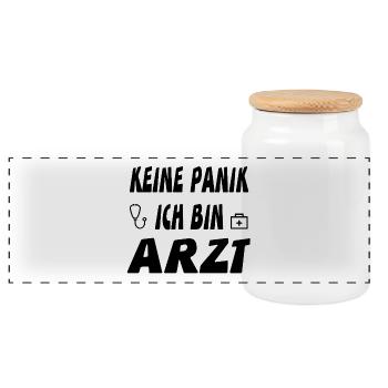 Arzt - Panorama Keksdose mit Holzdeckel - Weiß - Vorne