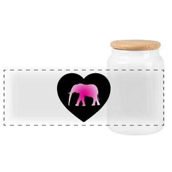 Éléphant - Boîte à biscuits avec couvercle en bois - blanc - Devant