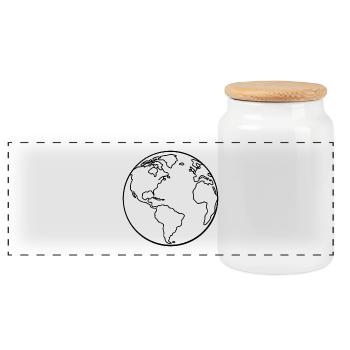 Earth Outline - Panoramic Cookie Jar with Wooden Lid - white - Front