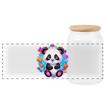 Regenbogenherz-Panda - Panorama Keksdose mit Holzdeckel - Weiß - Vorne