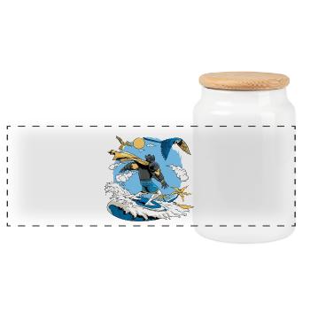 Island Surfer Sandpiper - Panorama Keksdose mit Holzdeckel - Weiß - Vorne
