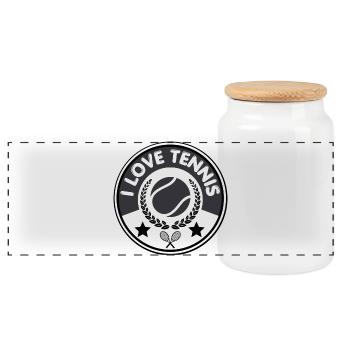 I Love Tennis  - Boîte à biscuits avec couvercle en bois - blanc - Devant