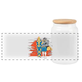 Chevalier surfeur dans le soleil couchant - Boîte à biscuits avec couvercle en bois - blanc - Devant