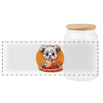 Panda de Kawaii avec gâteau de crêpes - Boîte à biscuits avec couvercle en bois - blanc - Devant