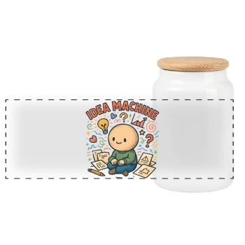 Machine à idées : Jeu créatif du cerveau - Boîte à biscuits avec couvercle en bois - blanc - Devant