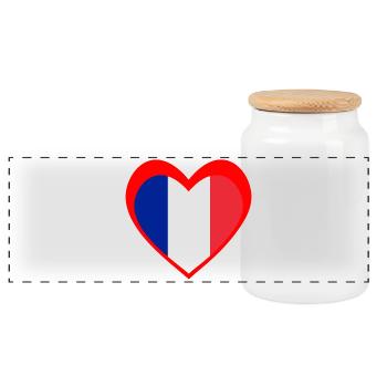 French Flag Heart – Red Tricolor Love - Panoramic Cookie Jar with Wooden Lid - white - Front
