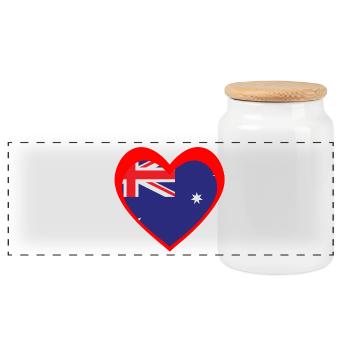 Red Aussie Heart – True Southern Spirit - Panoramic Cookie Jar with Wooden Lid - white - Front