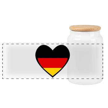Schwarze Deutschland Herzflagge – Moderner Stil - Panoramic Cookie Jar with Wooden Lid - white - Front