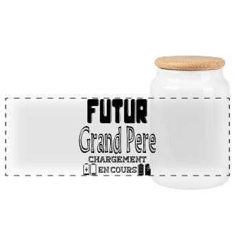 Futur Grand Père Chargement En Cours - Boîte à biscuits avec couvercle en bois - blanc - Devant