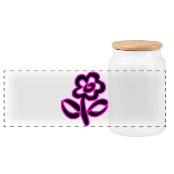 Fleur - Boîte à biscuits avec couvercle en bois - blanc - Devant