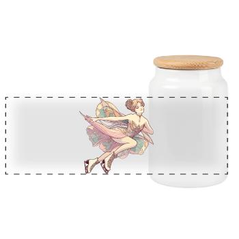 Figure skating in Art Nouveau style – pastel dream - Panoramic Cookie Jar with Wooden Lid - white - Front