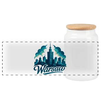 Skyline de Varsovie : Épique & Fantastique - Boîte à biscuits avec couvercle en bois - blanc - Devant