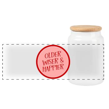 Birthday Wisdom - Panoramic Cookie Jar with Wooden Lid - white - Front