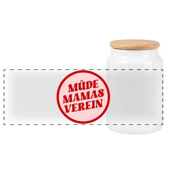 Müde Mamas Verein - Panorama Keksdose mit Holzdeckel - Weiß - Vorne