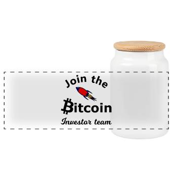 Le bitcoin s’envole vers la lune - Boîte à biscuits avec couvercle en bois - blanc - Devant