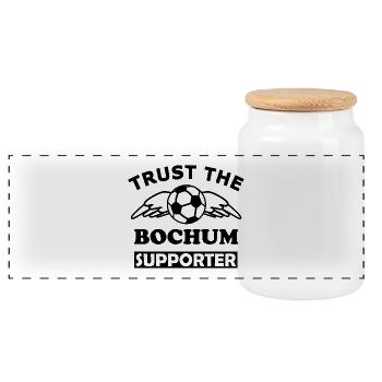 Motif de ballon de football de Bochum - Boîte à biscuits avec couvercle en bois - blanc - Devant
