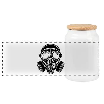 Gas mask - Panoramic Cookie Jar with Wooden Lid - white - Front