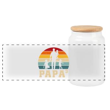 Vater 3 Kinder Stolzer Vater 3 Kinder Dreifacher Papa - Panorama Keksdose mit Holzdeckel - Weiß - Vorne
