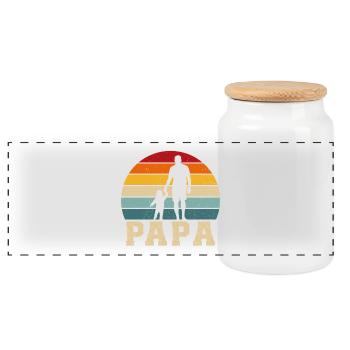 Vater und Sohn schenken Vater und Sohn Vater und Tochter - Panorama Keksdose mit Holzdeckel - Weiß - Vorne