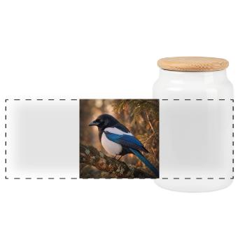 Skate In the forest - Panoramic Cookie Jar with Wooden Lid - white - Front
