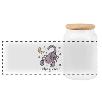 Astro-Scorpion – Mystic Vibes - Boîte à biscuits avec couvercle en bois - blanc - Devant