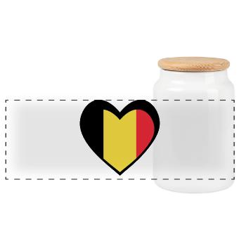 Cœur Noir Belgique  Style Élégant du Drapeau Belge - Boîte à biscuits avec couvercle en bois - blanc - Devant