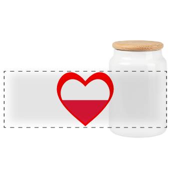 Polska Serce – Miłość do Polski - Panoramic Cookie Jar with Wooden Lid - white - Front