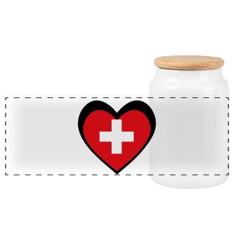 Schweiz Herz Schwarz – Liebe zur Schweiz - Boîte à biscuits avec couvercle en bois - blanc - Devant