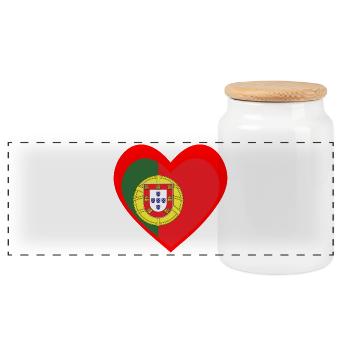 Portugal Coração – Amor por Portugal - Boîte à biscuits avec couvercle en bois - blanc - Devant