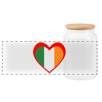 Ireland Heart – Love for Ireland - Panoramic Cookie Jar with Wooden Lid - white - Front