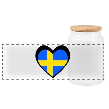 Sverige Svart Hjärta – Kärlek till Sverige - Boîte à biscuits avec couvercle en bois - blanc - Devant