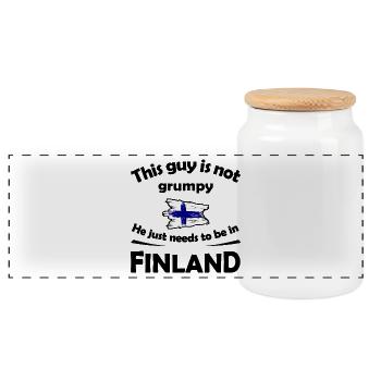 Pinselstrich Finnlandflagge - Panorama Keksdose mit Holzdeckel - Weiß - Vorne
