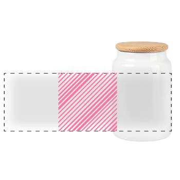 Graphic lines with diagonal stripes L pink - Panoramic Cookie Jar with Wooden Lid - white - Front