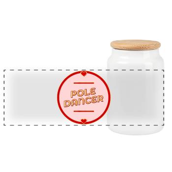 Pole Dance - Dancing - Panoramic Cookie Jar with Wooden Lid - white - Front