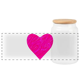Neon heart for Mother's Day - Panoramic Cookie Jar with Wooden Lid - white - Front