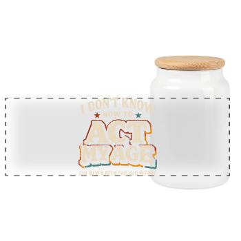 Vintage Retro Age Birthday Humor - Panoramic Cookie Jar with Wooden Lid - white - Front