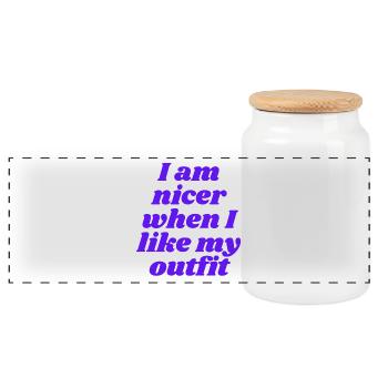 I am nicer when I like my outfit - Panorama Keksdose mit Holzdeckel - Weiß - Vorne