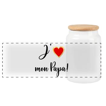 Amour Bébé Papa - Boîte à biscuits avec couvercle en bois - blanc - Devant