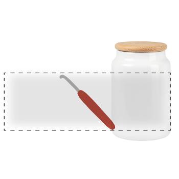 Crochet à manche rouge - Boîte à biscuits avec couvercle en bois - blanc - Devant