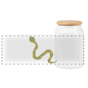 Illustration de serpent à motif olive - Boîte à biscuits avec couvercle en bois - blanc - Devant