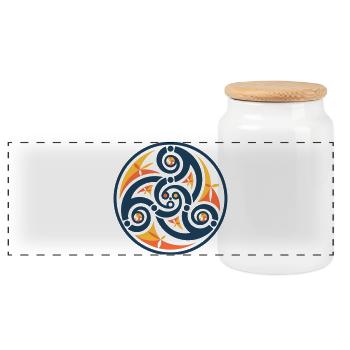 Blue Breton Triskell - Panoramic Cookie Jar with Wooden Lid - white - Front