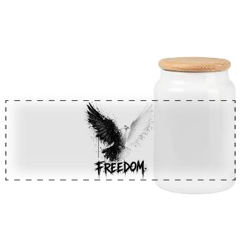 Dualité de la liberté - Boîte à biscuits avec couvercle en bois - blanc - Devant