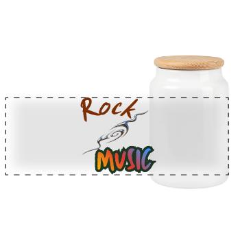 Rock Music - Panoramic Cookie Jar with Wooden Lid - white - Front